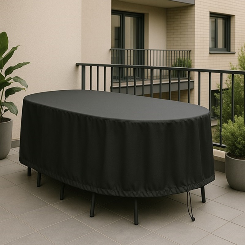 salon de jardin ovale avec housse sur mesure